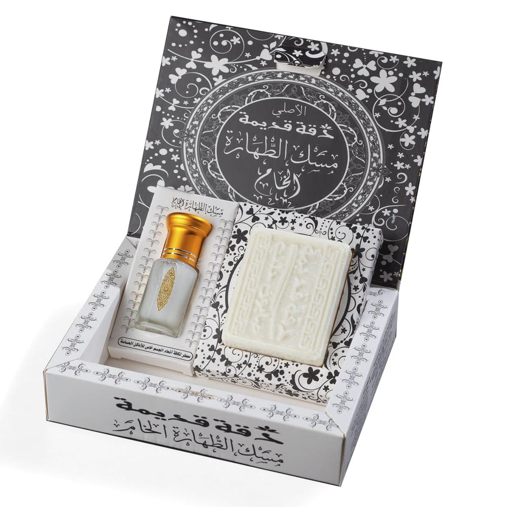 مجموعة مسك الطهارة الخام مع صابونة العروس مجموعة مسك الطهارة الخام مع صابونة العروس